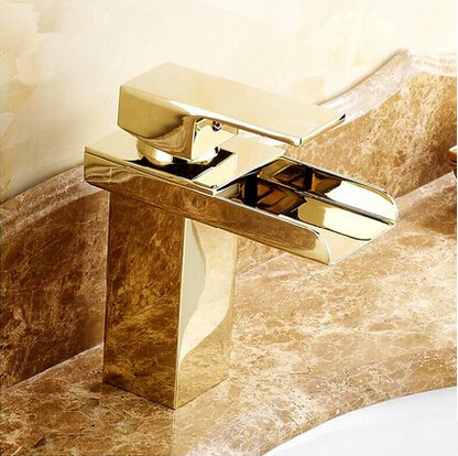 hot vente brass or lavabo tap cascade robinet mélangeur T1122G