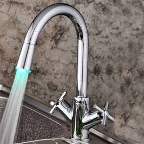 LED Centerset contemporain Chrome robinet de cuisine T1893F