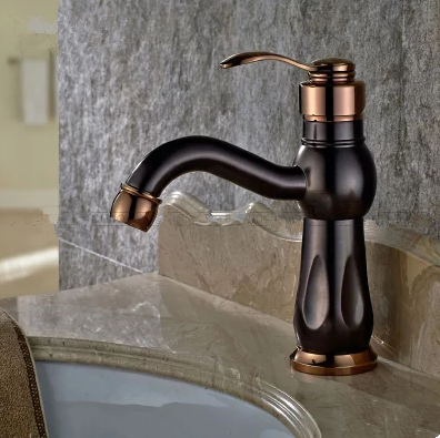 Brown Bronze Laiton Seul Manche Fête De L'eau Lavabo Robinet F256RB - Cliquez sur l'image pour la fermer