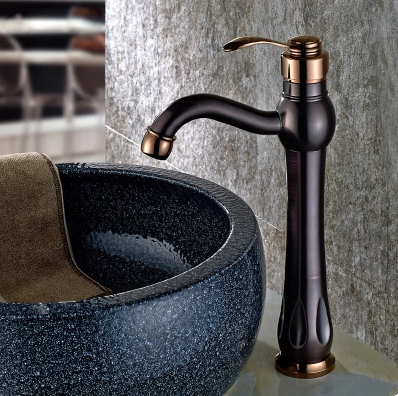 Brown Bronze Laiton Seul Manche Fête De L'eau Lavabo Robinet F288RB