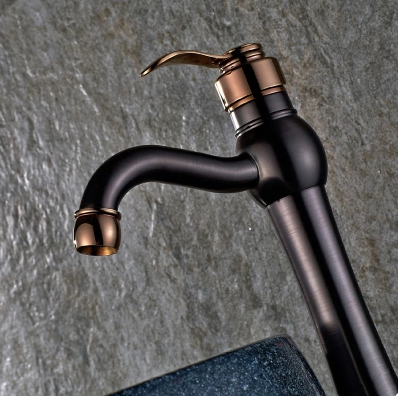 Brown Bronze Laiton Seul Manche Fête De L'eau Lavabo Robinet F288RB