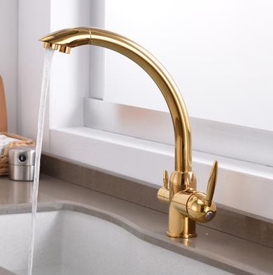 Antiquité Golden Imprimé Eau mélangée L'eau Potable Robinet évier de Cuisine T3305G - Cliquez sur l'image pour la fermer