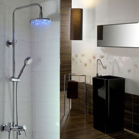 Couleur contemporain Changement robinet de douche LED avec douche 8 pouces + douche à main T330F - Cliquez sur l'image pour la fermer