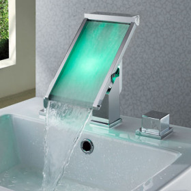 Couleur contemporaine cascade LED lavabo robinet T8002-1