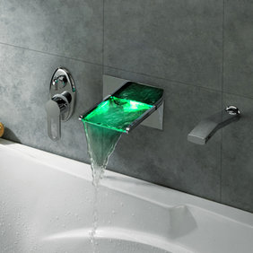 Contemporain LED robinet de baignoire cascade avec canapé-douche à main T8014