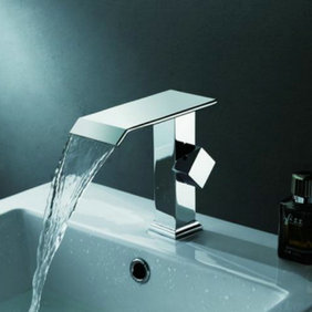 Contemporaine cascade en laiton lavabo robinet (finition chromée) T8017