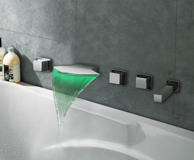Finition chromée Thermochromique contemporain Cascade LED bains à remous Tap T8046