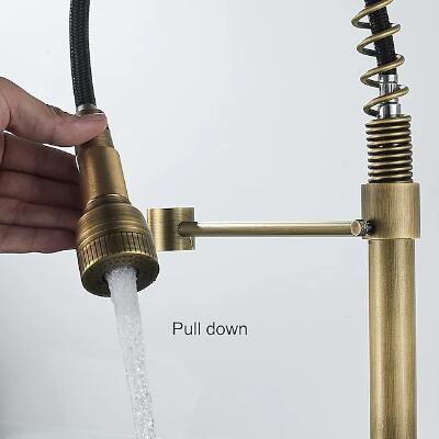 Antiquité Brass Démonter Le Ressort Spray Robinet de Cuisine Rétractable TA0548R