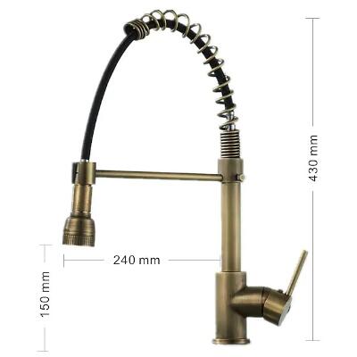 Antiquité Brass Démonter Le Ressort Spray Robinet de Cuisine Rétractable TA0548R