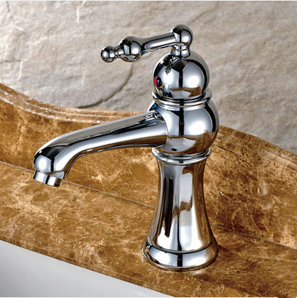 Nouveau Finition Bright Silver Brass Bathroom Sink Tap FA1078