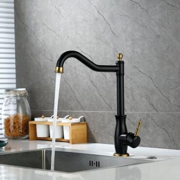Robinet D'évier de Cuisine Vintage Noir Avec or Revolve Spout 304 Blender TB0136R