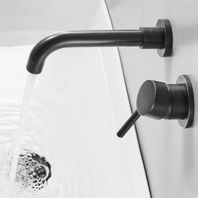 Antiquités Laiton Bronze Noir Vêtements Dissimulés Robinetterie Murale TB0550