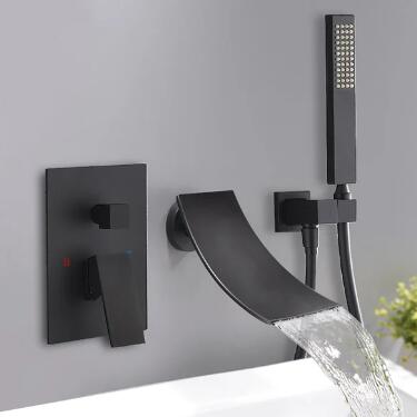 Laiton Noir Type Mural Mélangeur Cascade Robinet de Bain Avec Douche Manuelle TB6080R - Cliquez sur l'image pour la fermer