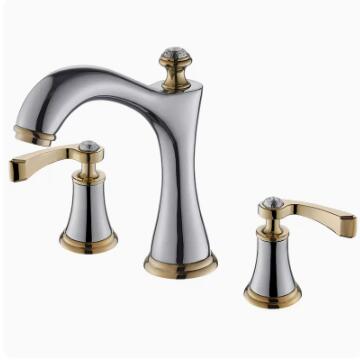 Européenne Laiton Généralisée Chrome et Or Deux poignées Lavabo Robinet TC158G - Cliquez sur l'image pour la fermer