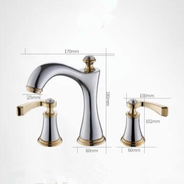 Européenne Laiton Généralisée Chrome et Or Deux poignées Lavabo Robinet TC158G - Cliquez sur l'image pour la fermer