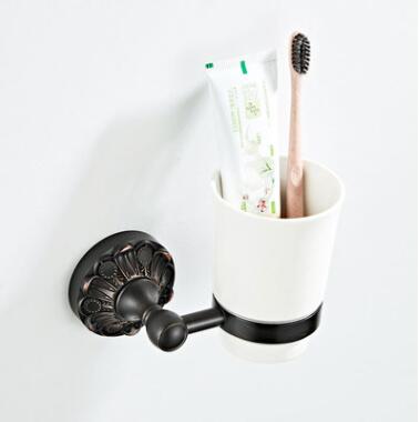 Antiquités Noir Laiton Un Verre. Accessoires De Salle De Bain Brosse à Dents TCB365 - Cliquez sur l'image pour la fermer