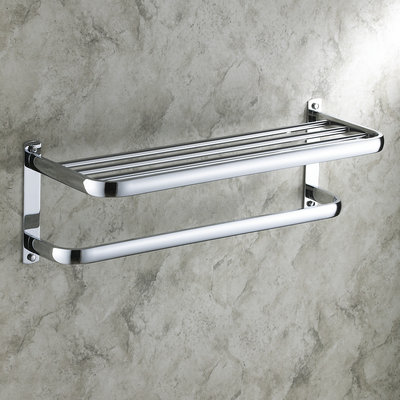 24 pouces Salle de bains plateau en laiton massif Finition Chrome Avec Bar Serviette TCB7403