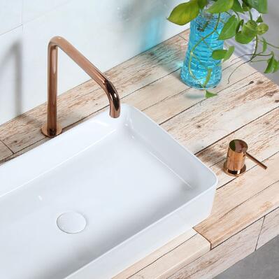 Brass Rose Gold Diviseur Deux Trous Rotation Hausser Robinet de Bain Mélangeur TG0399