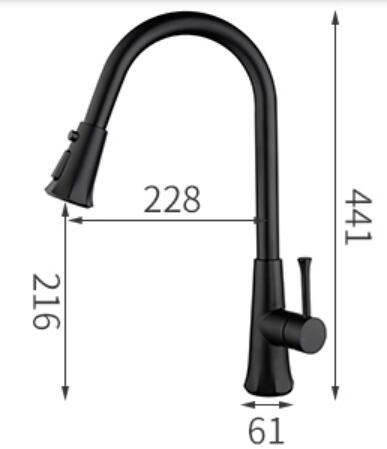 Laiton Noir Trois Modes de Sortie Mélangeur Robinet de Cuisine Rétractable TP0278B