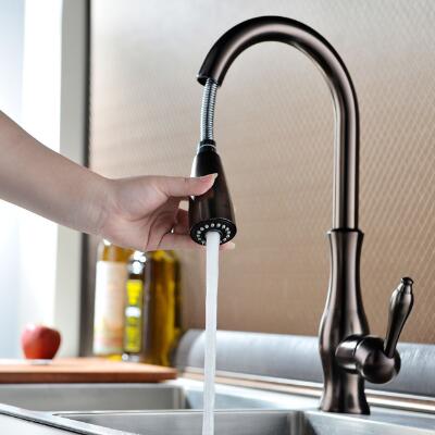 Robinet de cuisine Traditionnel Avec spray démontable Laiton Bronze huilé TP1323F