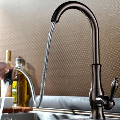 Robinet de cuisine Traditionnel Avec spray démontable Laiton Bronze huilé TP1323F