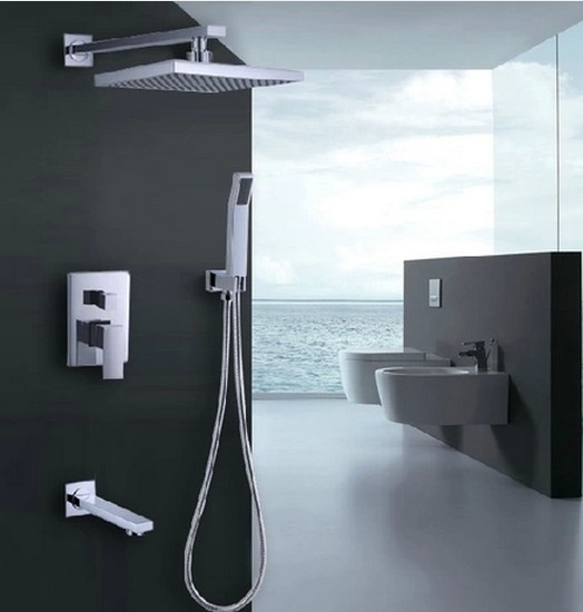Touchez de douche contemporain avec douche tête de 8 pouces + douche à main TSC032